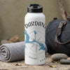 White water bottle with "DARDANELLE" text and a compass rose map overlay.