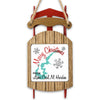 Sleigh ornament with "Merry Christmas from Lake Cecil M Harden" text and snowflakes.