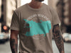 Manasquan Reservoir New Jersey map graphic on taupe t-shirt.