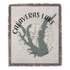 Calaveras Lake map with compass rose and "TEXAS" text.