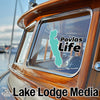 Pavlas Life sticker on boat window and Lake Lodge Media logo.