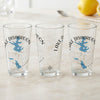 Three clear glasses with blue map and compass design, reading "Lake Disharoon Georgia".