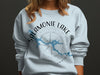 Light blue sweatshirt with Salamonie Lake Indiana map and compass graphic.