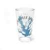 Clear glass pint glass with a blue Lewisville Lake map and "Lewisville Lake Texas" text.