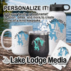 Mug, tumbler, and water bottle with Lake Massabesic map design.
