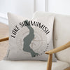 Pillow with Lake Sammamish Washington map and compass design.