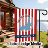 Custom Hayden Lake Idaho flag with red and white stripes and "The Smith Family" text.