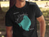 Black t-shirt with turquoise Lake Okeechobee, Florida design.