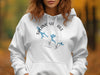 White hoodie with "Salomonie Lake Indiana" text and compass design.