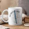 White mug with "Hemlock Lake" text, compass graphic, and New York location.