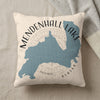 Decorative pillow with Mendenhall Lake, Alaska map design and compass rose.