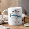 White mug with Lake Merwin map, compass, and Washington text.