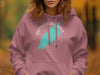 Pink hoodie with Rattlesnake Lake Washington map and compass design.