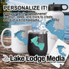 Personalizable Sylvan Lake mug, tumbler, and bottle with compass design.