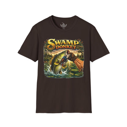Swamp Donkey Bass Fishing Funny T-Shirt Ultra Soft | Vintage Largemouth Angler Shirt Father's Day
