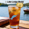 Glass of iced tea with "Toal Lake" map design and lemon slice.