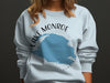 Light blue sweatshirt with Lake Monroe, Florida map and compass graphic.