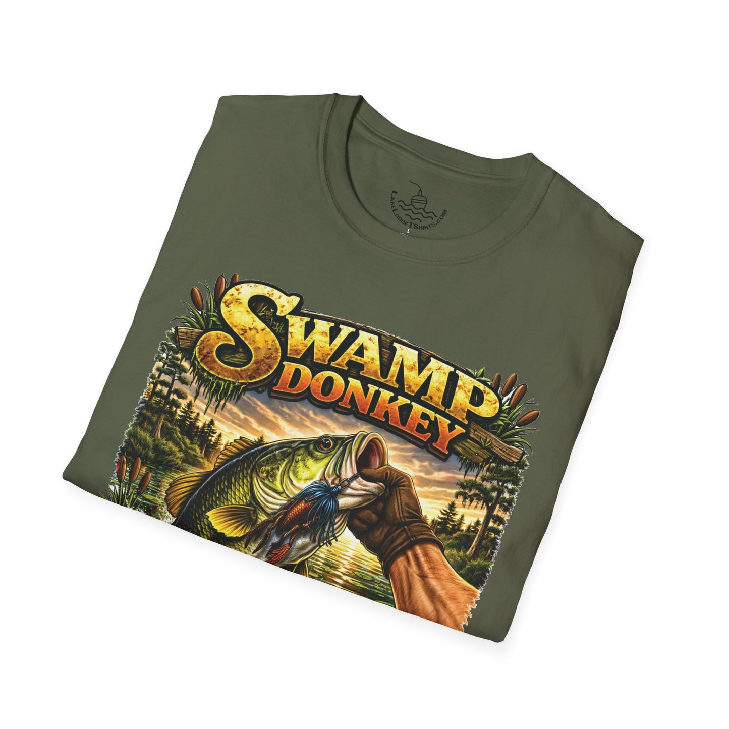 Swamp Donkey Bass Fishing Funny T-Shirt Ultra Soft | Vintage Largemouth Angler Shirt Father's Day