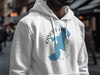 White hoodie with "Canobie Lake New Hampshire" map graphic and compass design.
