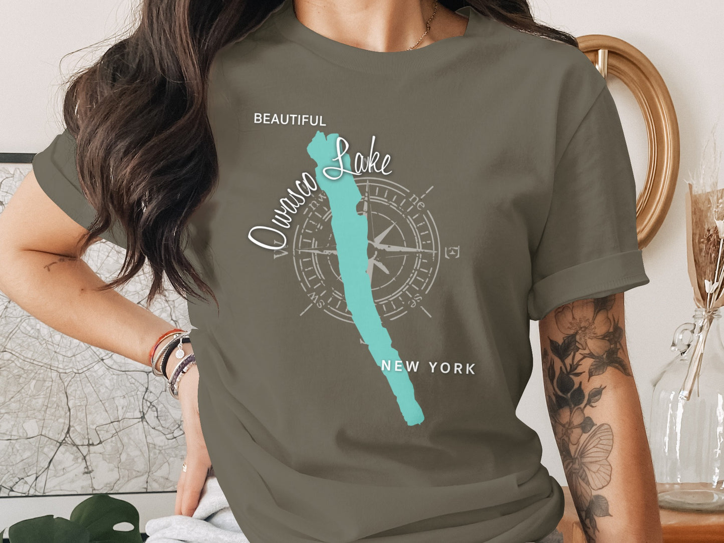 Owasco Lake New York Map Design T-Shirt or Sweatshirt