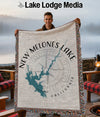 Throw blanket featuring New Melones Lake map and California text.