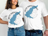 White t-shirts display blue map shapes and "ROSS BARNETT LAKE MISSISSIPPI" text.