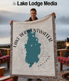 Throw blanket featuring Lake Derwentwater map and "Lake Lodge Media England" text.