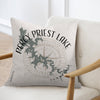 Pillow with Percy Priest Lake map outline, compass rose, and "TENNESSEE" text.