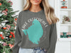 Grey crewneck sweatshirt with distressed Lake Okeechobee Florida map graphic.