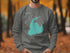 Grey sweatshirt with Morill Creek Reservoir, New Jersey map graphic.