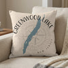 Pillow with Greenwood Lake map graphic, compass rose, and "New Jersey" text.
