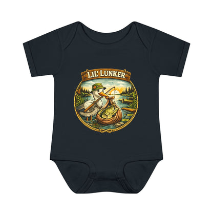 Baby Bass Fishing Lil Lunker Baby Shower BodySuit Jumper Infant Bodysuit | Baby Boy Girl Stork Delivery New Baby Gift