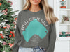 Grey sweatshirt with turquoise Little Turtle Lake Minnesota map graphic