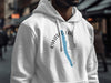 White hoodie with "Owasco Lake New York" text and compass graphic.