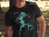 Black t-shirt with a teal map of Little Grassy Lake, Illinois.