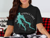 Black t-shirt with Willow Springs Lake Arizona design and compass graphic.