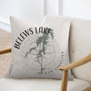 Pillow with Belew's Lake map, compass, and "North Carolina" text.