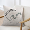 Throw pillow with Lake Rabun, Georgia map and compass rose design.