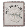 Bull Shoals Lake Arkansas map with compass rose design on fringed throw.