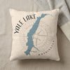 Pillow with Yale Lake map graphic and compass rose, text reads "YALE LAKE WASHINGTON".