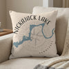 Throw pillow with Nickajack Lake map graphic and Tennessee text.