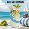 Tall glass with drink, lime slices, mint, and "KABUTLA LAKE MISSISSIPPI" design.