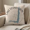 Cushion featuring Lake Vermillion map and compass graphic with "MINNESOTA" text.