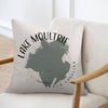 Pillow with Lake Moultrie, South Carolina map graphic and compass rose design.