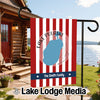 Lake Pulaski Minnesota garden flag with red and white stripes, for The Smith Family.