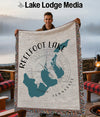 Tapestry blanket with Reelfoot Lake map and Tennessee text.