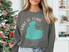 Gray sweatshirt with Lake St. Clair Michigan map and compass design.