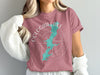Oologah Lake Oklahoma map graphic on rose pink t-shirt with compass rose.