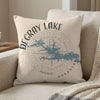 De Gray Lake Arkansas map on a decorative pillow.
