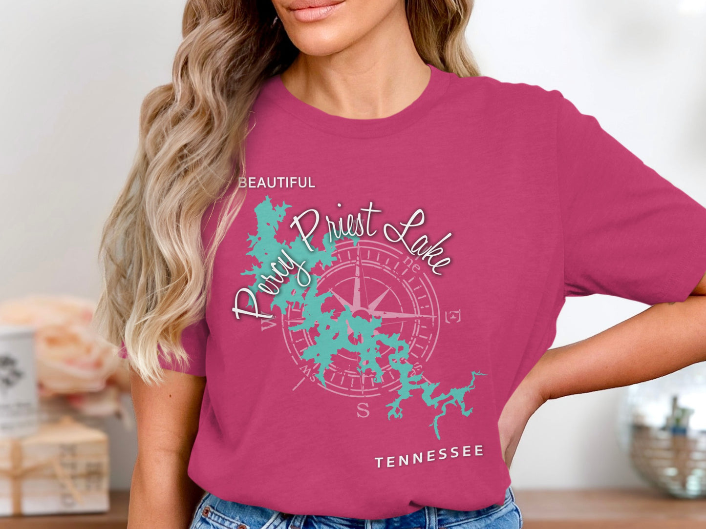 Pink t-shirt with Priest Lake map and Tennessee text.